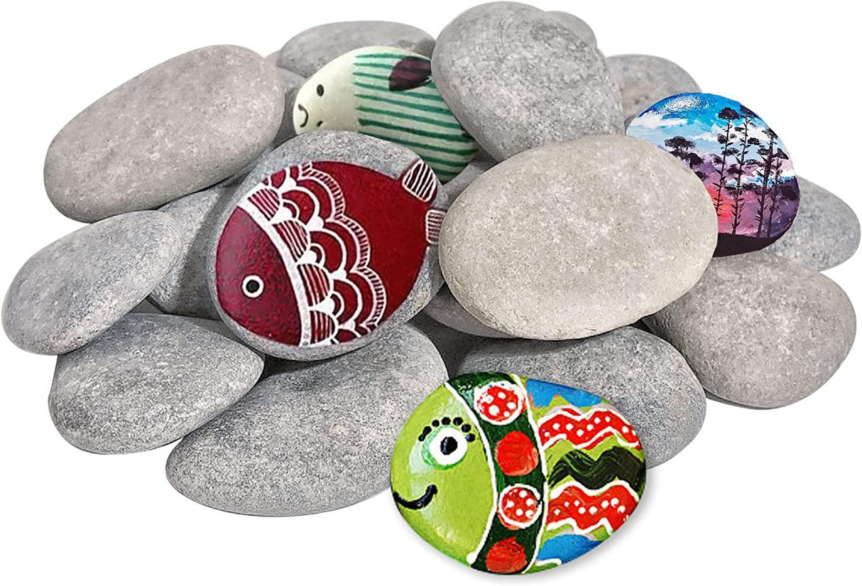 20PCS Large Painting Rocks Natural River Rocks Flat Rocks 2"-3" Stones WoodArtSupply