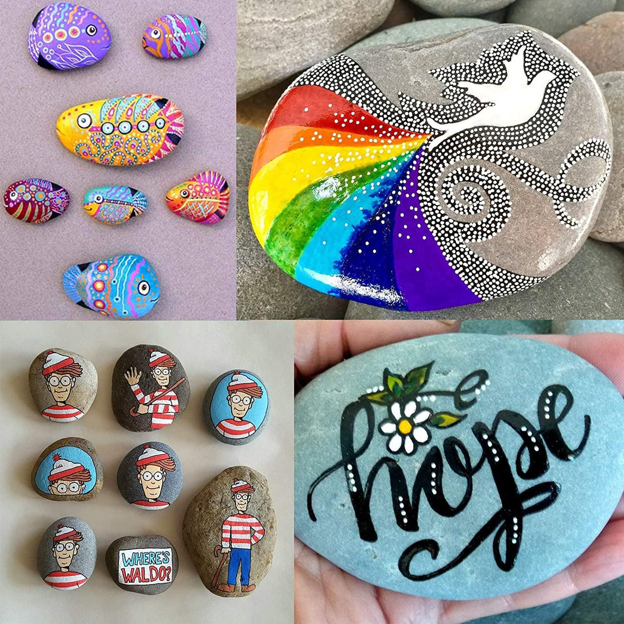 20PCS Large Painting Rocks Natural River Rocks Flat Rocks 2"-3" Stones WoodArtSupply