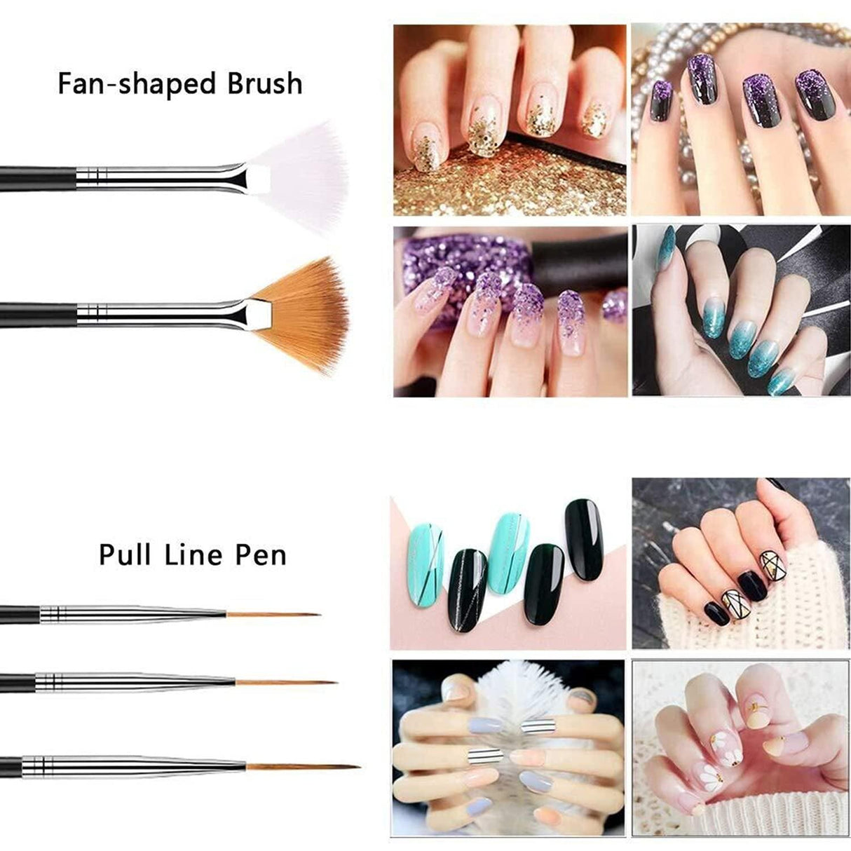20Pcs Nail Art Design Tools, 15Pcs Painting Brushes Set with 5Pcs Dotting Pens WoodArtSupply