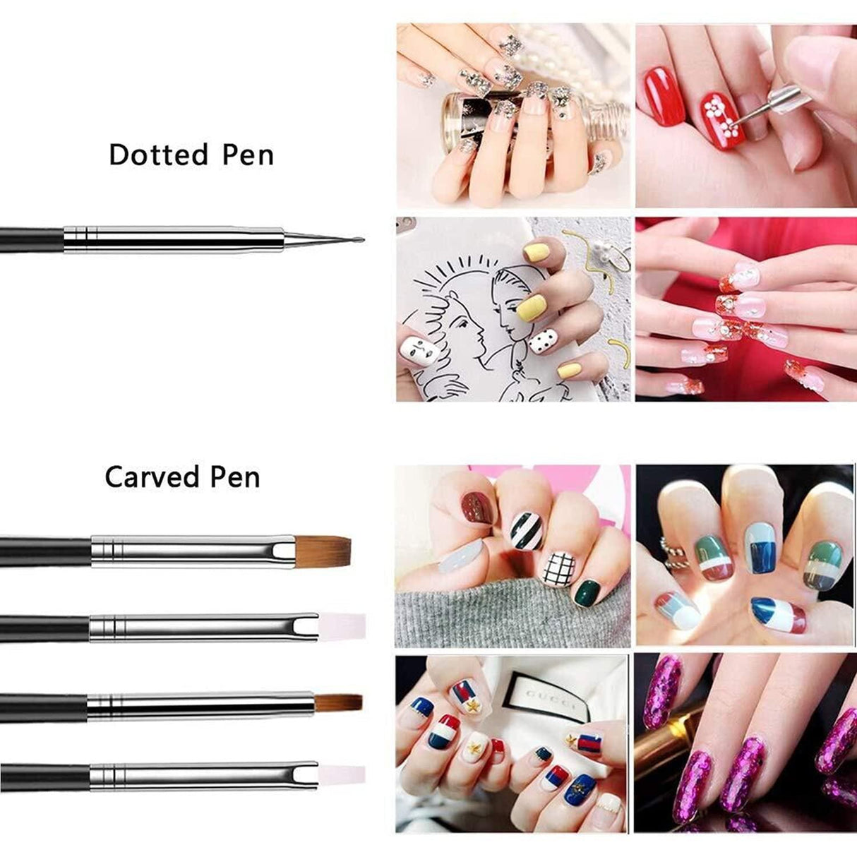 20Pcs Nail Art Design Tools, 15Pcs Painting Brushes Set with 5Pcs Dotting Pens WoodArtSupply