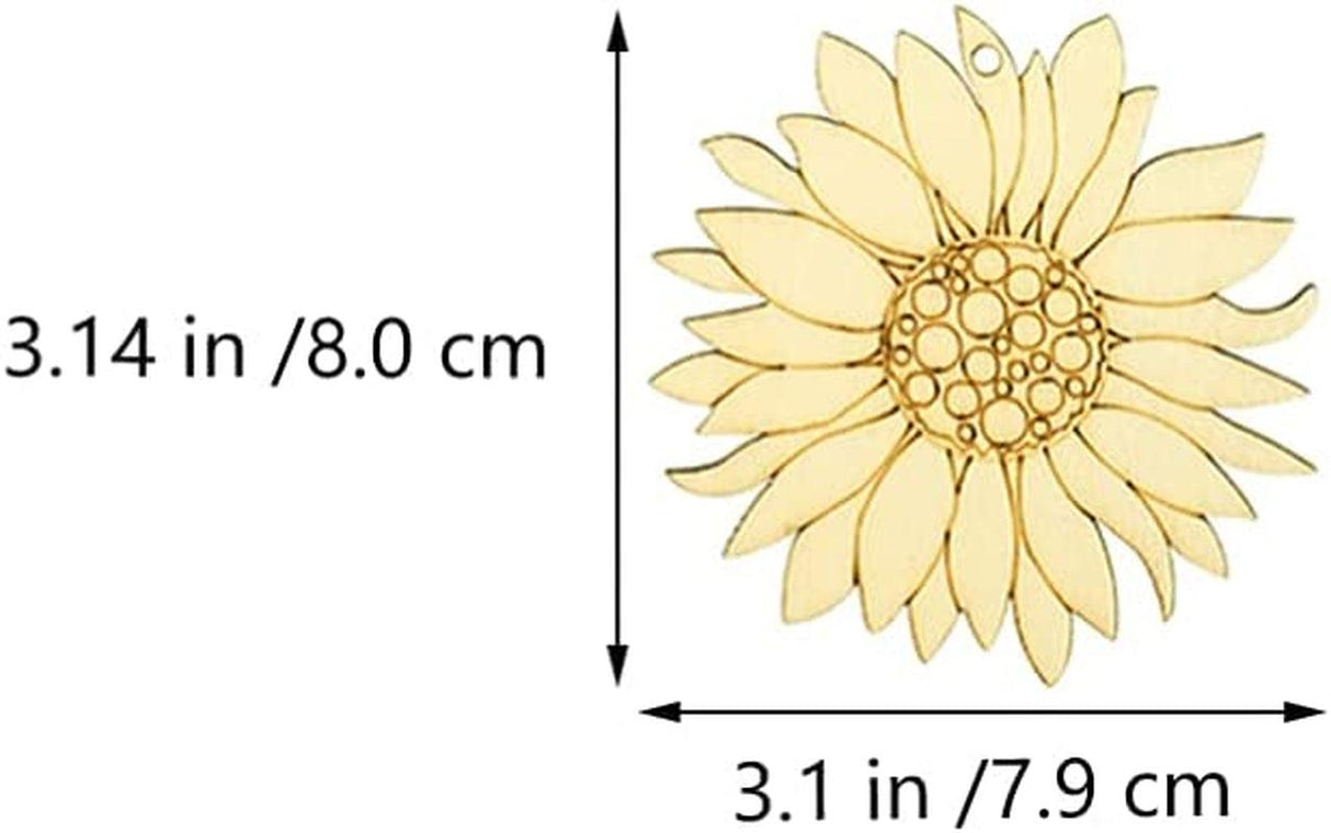 20Pcs Unfinished Wood Cutouts Sunflower Wood Shapes Pieces Wood Discs Slices WoodArtSupply