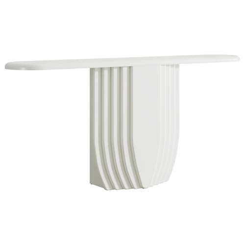 Tribesigns Modern White Console Table, 63 inch Wooden Entryway Sofa Table with Geometric Base, Contemporary Accent Console for Entry, Entrance, Foyer Tribesigns