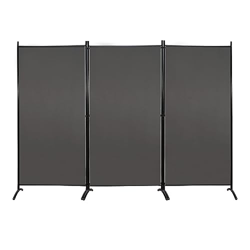 MAYOLIAH Partition Room Dividers 3 Panel Folding Privacy Screens 6 Ft Tall Portable Office Walls Dividers for Room Separator 102"x20"x71", Grey MAYOLIAH