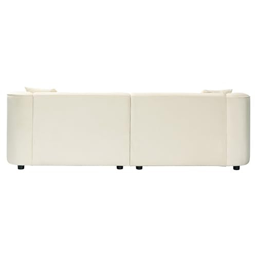 Christopher Knight Home 87.50" Curved 2 Seater Sofa, Upholstered Couch Chair, Soft Seating Lounge Sofa Chair, Floor Couch, Cozy Loveseat with Armrest, Reading Sofa for Living Room, Home Rest, White Christopher Knight Home