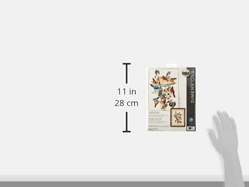 Dimensions 'Feasting Frenzy' Birds Counted Cross Stitch Kit, 18 Count Ivory Aida, 10'' x 14'' Dimensions