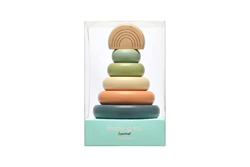 Pearhead Wooden Stacking Rainbow Toy, Baby and Toddler Ages 12+ Months Montessori Toy, Interactive Stackable Rings Learning Toy, Baby Girl or Baby Boy Nursery Accessory Pearhead