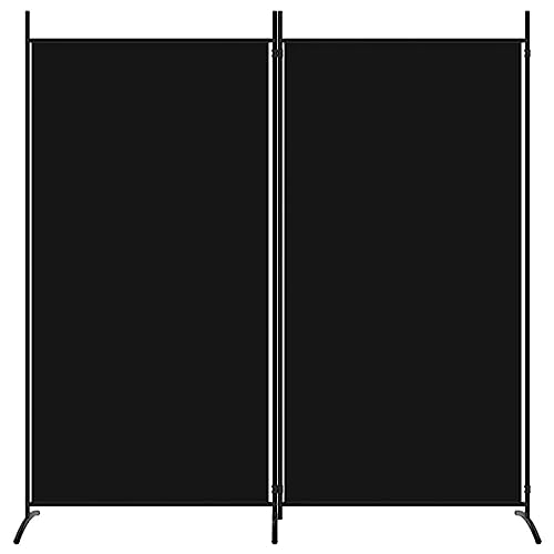 vidaXL Modern 2-Panel Room Divider, Black, 68.9" x 70.9", Durable 100% Polyester Fabric, Foldable Screen, Sunlight Blocker, Space Partition, Easy Assembly vidaXL