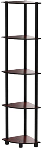 Furinno Turn-N-Tube 5 Tier Corner Display Rack Multipurpose Shelving Unit, 1-Pack, Dark Cherry/Black Furinno