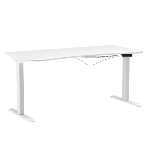 VIVO Electric Height Adjustable 63 x 32 inch Memory Stand Up Desk, White Table Top, White Frame, Touch Screen Preset Controller, 2E Series, DESK-KIT-2E1W VIVO