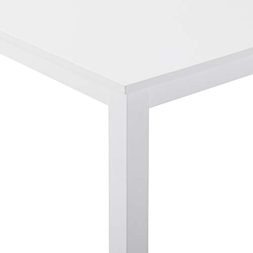 Walker Edison 4 Person Modern Farmhouse Wood Small Dining Table with 4 Chairs Set for Dining Room Kitchen, 48 Inch, White Walker Edison