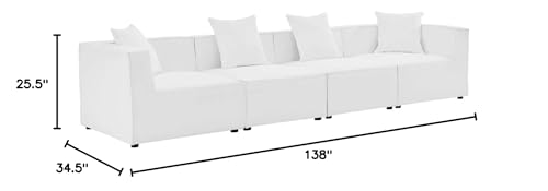 Modway EEI-4381-WHI Saybrook Patio Upholstered 4-Piece Sectional Sofa in White Modway