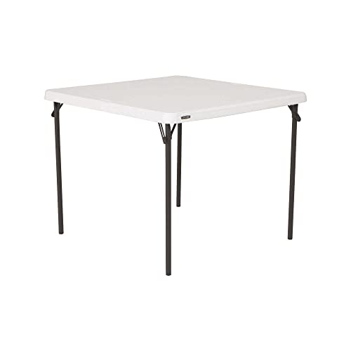 LIFETIME 80783 37-Inch Commercial Grade Square Folding Card Table, White Granite LIFETIME