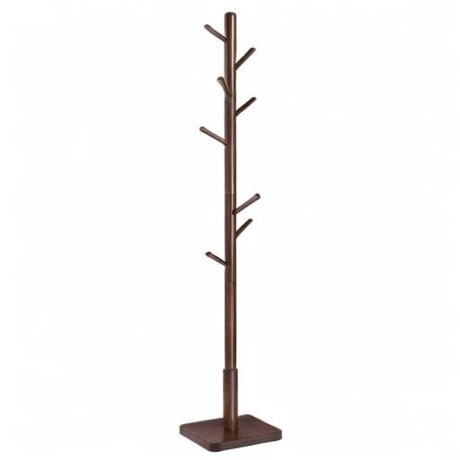 VASAGLE Solid Wood Coat Rack, Free Standing Hall Coat Tree with 8 Hooks, 3 Height Options, for Coats, Hats, Bags, Purses, for Entryway, Hallway, Rubberwood Hooks and Pole, Dark Walnut URCR010W01 VASAGLE