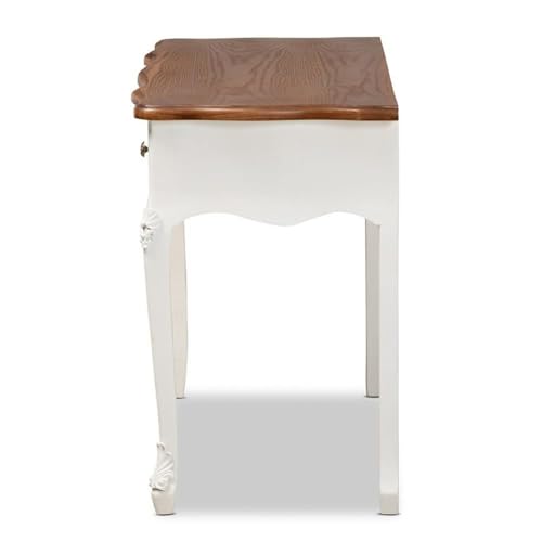 Baxton Studio Sophie Classic Traditional French Country White and Brown Finished Small 3-Drawer Wood Console Table Baxton Studio
