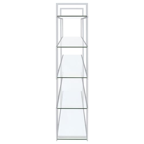 Coaster Home Furnishings Contemporary Zig Zag Chrome Bookcase with Clear Glass Shelves Coaster Home Furnishings
