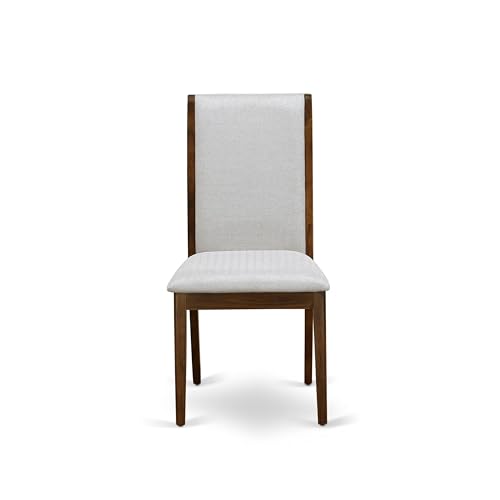 Luxe by East West Furniture LELA9-AWA-05 9 Pieces Dining Table Set Includes a Rectangular Kitchen Table and 8 Grey Linen Fabric Dining Room Chairs, Antique Walnut Finish Luxe by East West Furniture