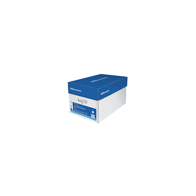 Office Depot® Multi-Use Printer & Copy Paper, 10 Reams, White, Letter (8.5" x 11"), 5000 Sheets Per Case, 20 Lb, 96 Brig Office Depot