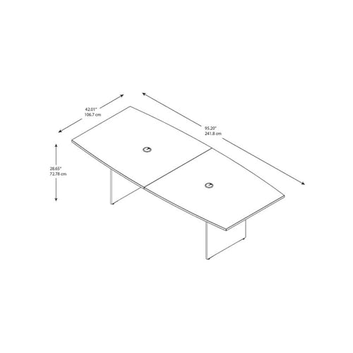 Pemberly Row Contemporary 96W Boat Shaped Conference Table in Cherry Pemberly Row