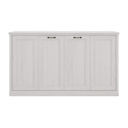RuiSiSi LUMISOL Twin Size Murphy Bed, Hideaway Wall Bed Frame, Space Saving Folding Bed Frame for Guest Room, Home Office, Can be Folded into a Cabinet, Rustic White RuiSiSi
