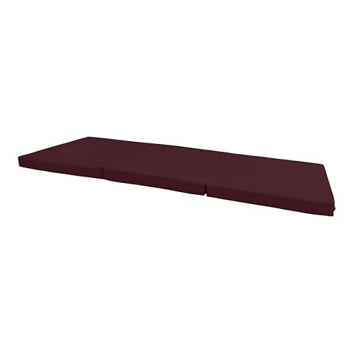 D&D Futon Furniture Trifold Foam Beds, Floor Tri-Fold Bed, Foldable Shikibuton Mattress Cushion Topper Mat for Space Saving Sleepover 3x27x75 in, Burgundy D&D Futon Furniture