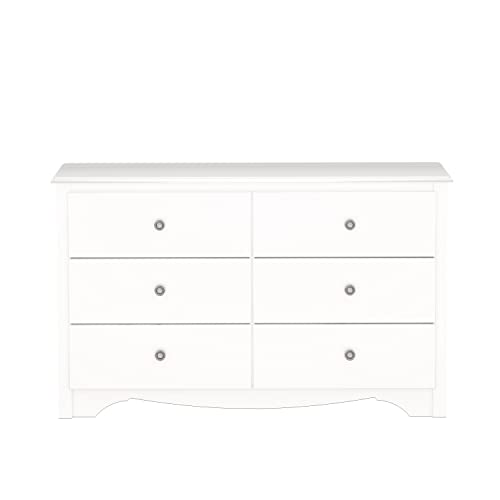 Prepac Sonoma 6 Drawer Dresser for Bedroom, Wide Chest of 6 Drawers, Bedroom Furniture, Ideal for Clothes Storage and Organization, 16"D x 48"W x 29"H, White Prepac