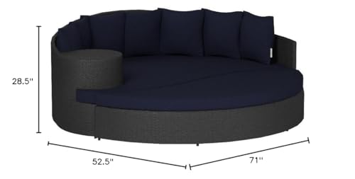 Modway Sojourn Wicker Rattan Outdoor Patio Sunbrella Fabric Daybed in Canvas Navy Modway