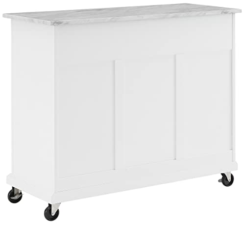 Crosley Furniture Avery Rolling Kitchen Island Storage Cart with Shelves, Microwave Stand, Coffee Bar, Distressed White Crosley Furniture
