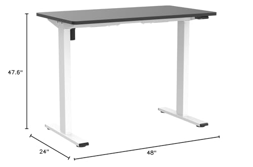 FLEXISPOT EN1 One Piece Standing Desk, 48 x 24 Inch Desktop Electric Adjustable Height Desk Home Office Computer Workstation Sit Stand up Desk (White Frame + Black Top, 2 Packages) FLEXISPOT