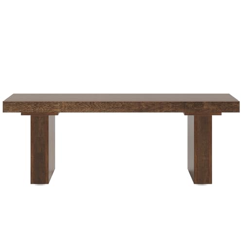 Tribesigns Rectangle Coffee Table: 47.24-Inch Wood Modern Coffee Table Cocktail Table for Living Room, Farmhouse Coffee Table Center Table Tea Table with Slat Tabletop, Rustic Brown Tribesigns