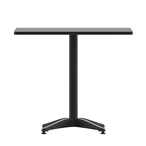 Flash Furniture Mellie 31.5'' Square Aluminum Indoor-Outdoor Table with Base, Black Flash Furniture