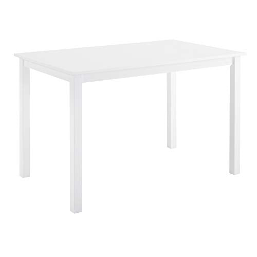Walker Edison 4 Person Modern Farmhouse Wood Small Dining Table with 4 Chairs Set for Dining Room Kitchen, 48 Inch, White Walker Edison