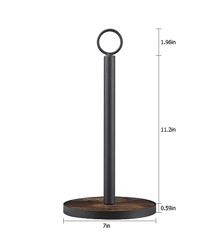 OROPY Paper Towel Holder Countertop with Heavy Duty Wood Base, Farmhouse Paper Towel Roll Stand for Kitchen Counter fits Standard and Jumbo Size Paper Towels (Brown) OROPY