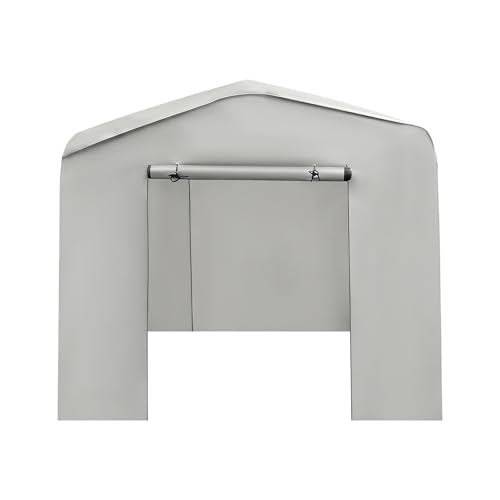 12x12ft Carport, Heavy Duty Carport Canopy with Roll-Up Door, Outdoor Portable Garage, Waterproof Shelter Vehicles, Car Canopy with All-Season Tarp for Cars, Trucks, Motorcycles & Storage (Gray) MIOUYTRT