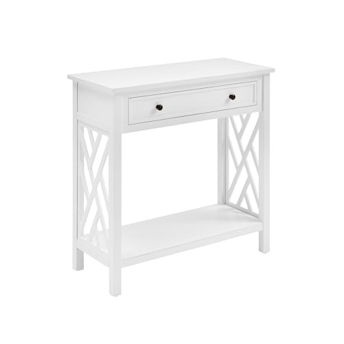 Coventry 32-Inch Wood Console Table with Drawer & Lower Shelf – Traditional to Contemporary Sofa Table with Open Side Accent Design for Entryway, Hallway or Living Room by Alaterre Furniture (White) Alaterre Furniture