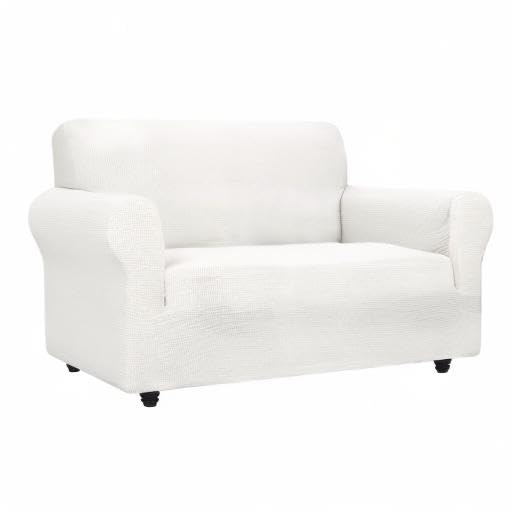 ZNSAYOTX Super Stretch Couch Cover Love Seat Sofa Covers for Living Room Dogs Pet Friendly Furniture Protector Spandex Loveseat Slipcovers with Anti Slip Foam Sticks (White, Loveseat) ZNSAYOTX