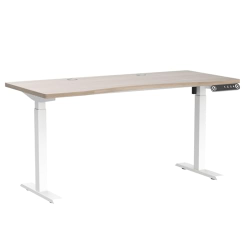 Radlove Electric Standing Desk, 55 x 30 Height Adjustable Computer Desk Sit Stand Desk Home Office Desks with Splice Board and A Under Desk Cable Management Tray (White Frame + Oak Top) Radlove