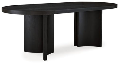 Signature Design by Ashley Rowanbeck Minimalist Dining Table for 8 People, Black