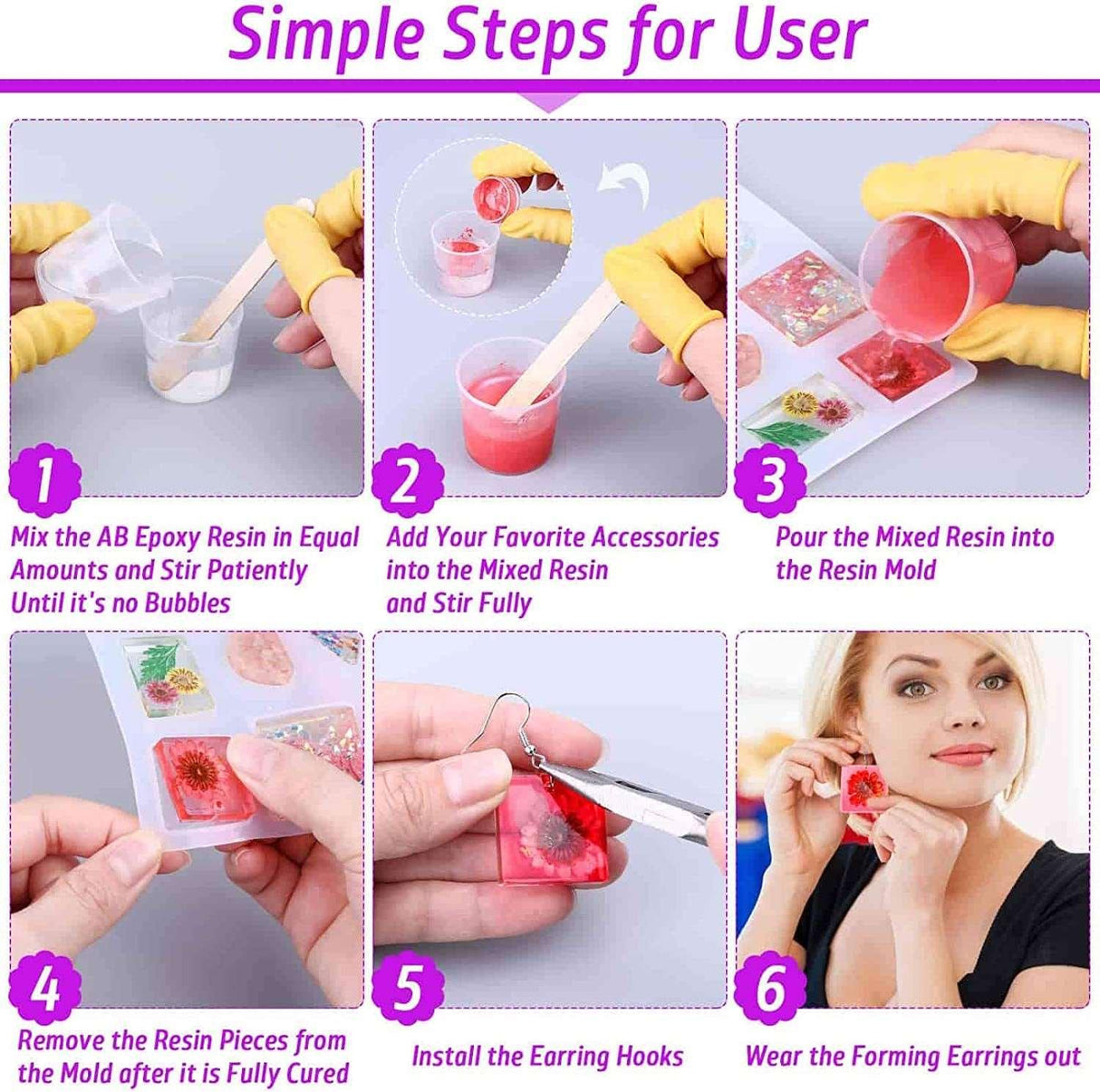 219Pcs Resin Kit Mold Kit Molds Silicone and Epoxy Supplies Dried Flowers, Foil Flakes, Necklace Cord, Earring Hooks WoodArtSupply