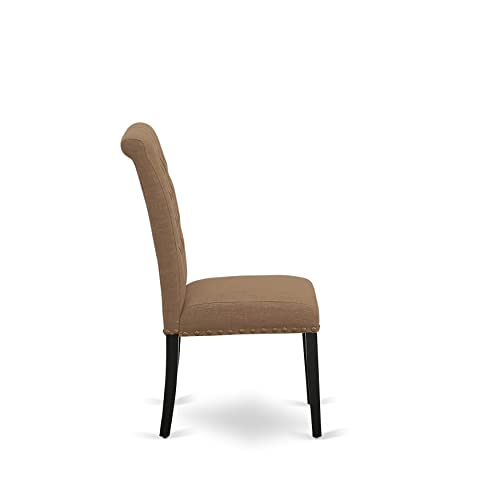 East West Furniture Lassale 11 Piece Dining Set Includes a Rectangle Wooden Table with Butterfly Leaf and 10 Light Sable Linen Fabric Upholstered Chairs, 42x92 Inch, LABR11-71-17 East West Furniture