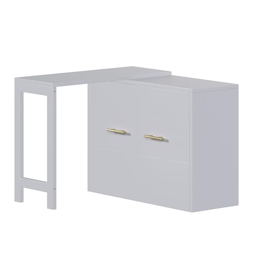 JIVOIT Twin Size Murphy Chest Dresser Bed with Desk, Foldable Cushion, Murphy Cabinet Bed with Adjustable Position Desk for Guest Room, Small Space, No Box Spring Needed (Gray//17) JIVOIT