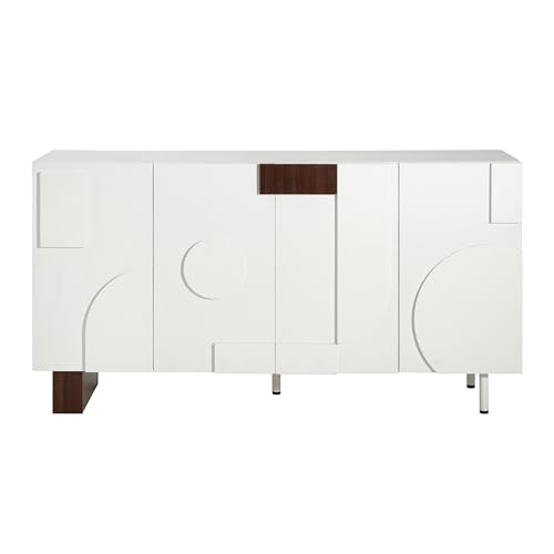 Christopher Knight Home Kyala Modern Sideboard Buffet Cabinet with Adjustable Shelves, Wooden Living Room TV Stand with Storage, Multifunctional Storage Cabinet, Entryway Console Table, White Christopher Knight Home