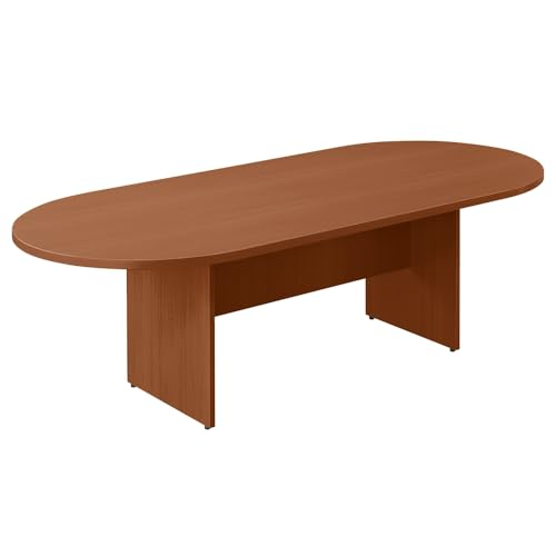 NBF 8 ft Conference Tables with Eight Seats - Laminate Conference Room Tables - Durable Office Meeting Table - Racetrack Training Tables for Brainstorming Collaboration Sessions (44"D x 95"W x 29.5"H, nbf signature series