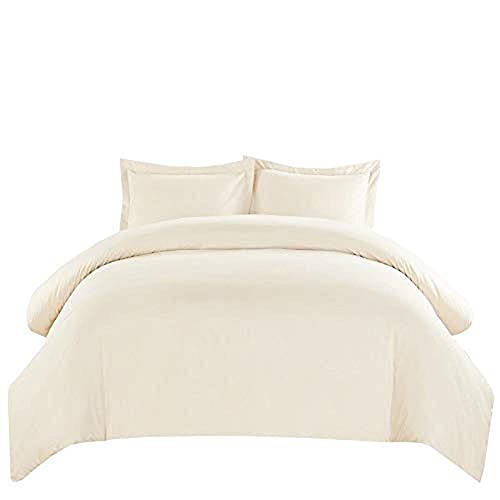 Royal Hotel Bedding Duvet Cover 500 Thread Count 100% Cotton Queen Size, Button Closure, Soft and Cool, 3 Piece Full/Queen Duvet Cover Set, Solid, Ivory Royal Hotel Bedding