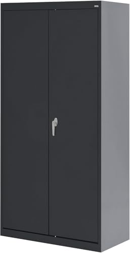 Sandusky Lee CA41361872-09 Classic Garage Storage Cabinet, Steel Utility Cabinet with Adjustable Shelves, 72"H, Black Sandusky