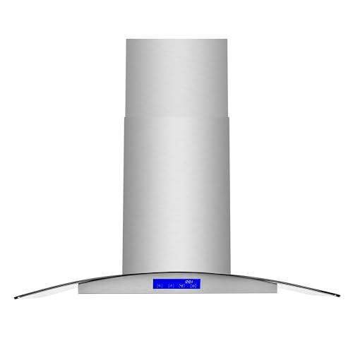 COSMO COS-668ICS900 36 in. Lumin Collection 380 CFM Ducted Island Range Hood, Soft Touch Controls, LED Lights, Stainless Steel COSMO