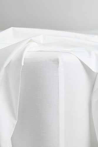 Bed Threads - Cotton Fitted Sheet - Organic Cotton Percale - 200TC - Luxury Organic Bedding - Breathable & Ultra-Crisp - Single Fitted Sheet Only - Machine Washable - Full - Crisp White Bed Threads