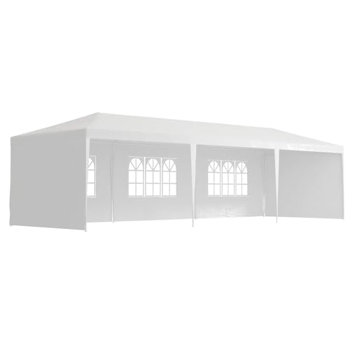 10×20 FT White Party Tent, Waterproof Outdoor Wedding Canopy with 6 Removable Sidewalls, Spacious Gazebo Shelter for Patio, BBQ, Birthday & Special Events, Commercial Grade Heavy Duty Frame Curtainboro