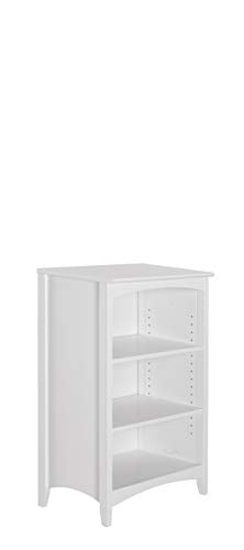 Shaker Style 3 Shelf Bookcase / Solid Wood / 36" High / Adjustable Shelving / Closed Back / Display Bookshelf for Living Room, Bedroom, Home and Office, White Camaflexi