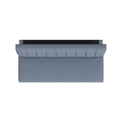 HomePop Upholstered Bergen Convertible Futon Sofa Bed, Modern Sofa Couches for Living Room, Small Spaces, Dorm, Apartment, Blue Woven HomePop