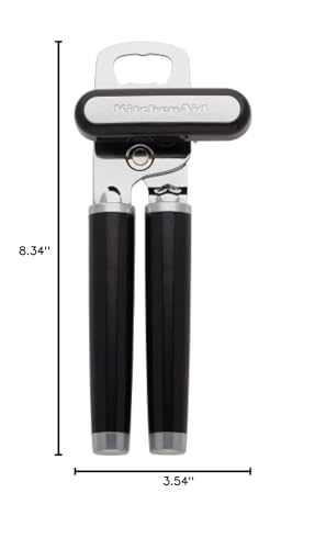 KitchenAid Classic Multifunction Can Opener and Bottle Opener Easy to Use, Razor Sharp Stainless Steel Cutting Wheel, Soft Ergonomic Handles, Black KitchenAid